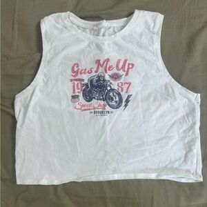 White Graphic Tank Top